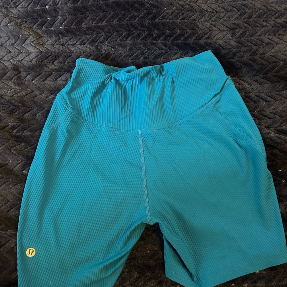Lululemon Ribbed Blue Biker Shorts